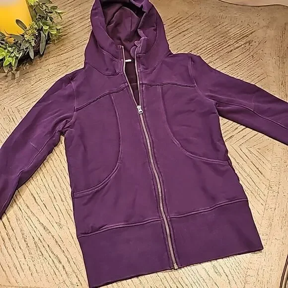 Purple zip up hooded Jacket w/ thumb holes SizeS - Picture 6 of 6